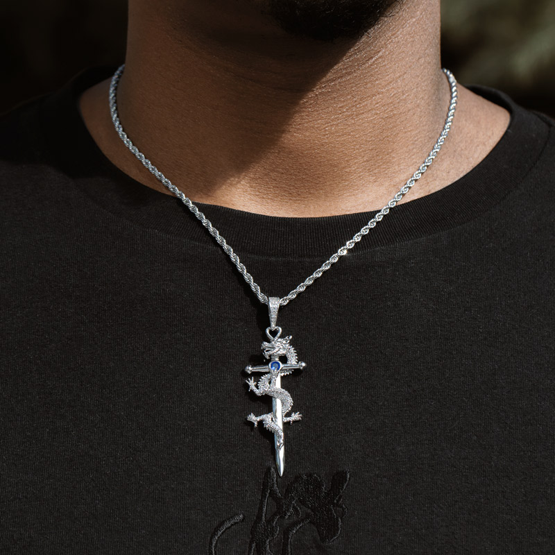 Iced Out Dragon Sword Pendant Gold With Street Luxury Shine - Image 5