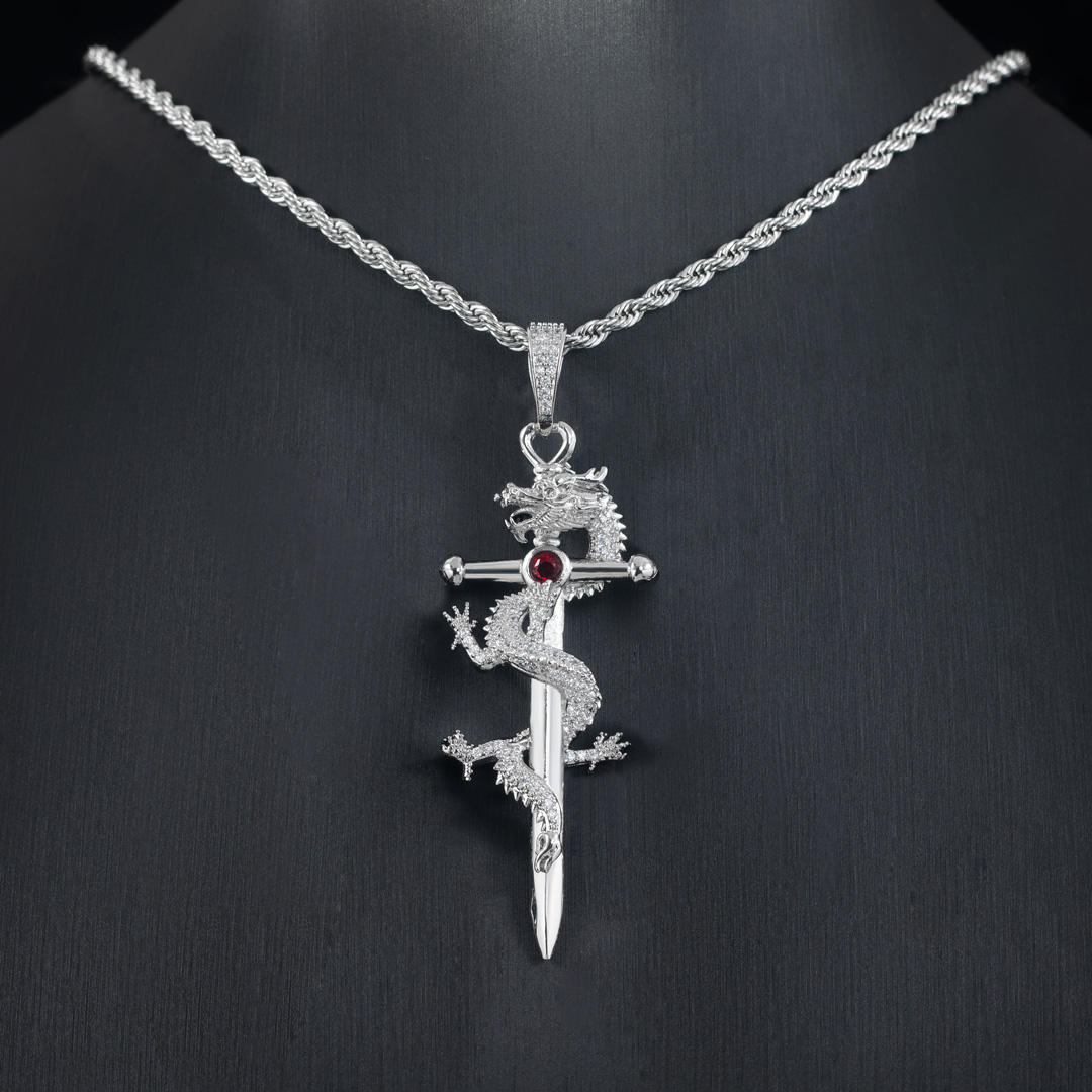 Iced Out Dragon Sword Pendant Gold With Street Luxury Shine - Image 6