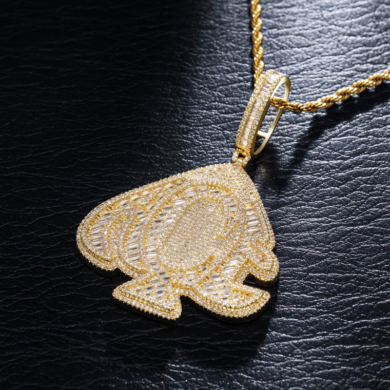 Iced Out Baguette Cut Ace Pendant Gold With Street Luxury Shine - Image 3