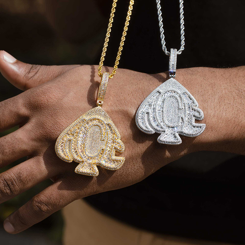 Iced Out Baguette Cut Ace Pendant Gold With Street Luxury Shine - Image 4