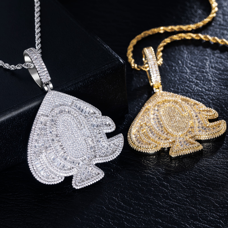 Iced Out Baguette Cut Ace Pendant Gold With Street Luxury Shine