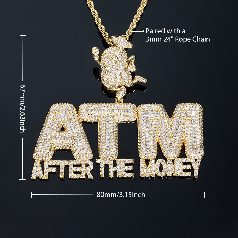 Iced Out After The Money Atm Dollar Bag Pendant With Street Luxury Shine - Image 3