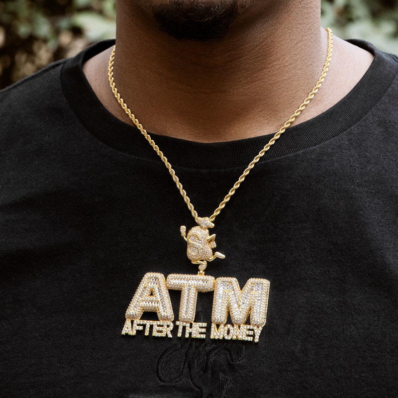 Iced Out After The Money Atm Dollar Bag Pendant With Street Luxury Shine - Image 5