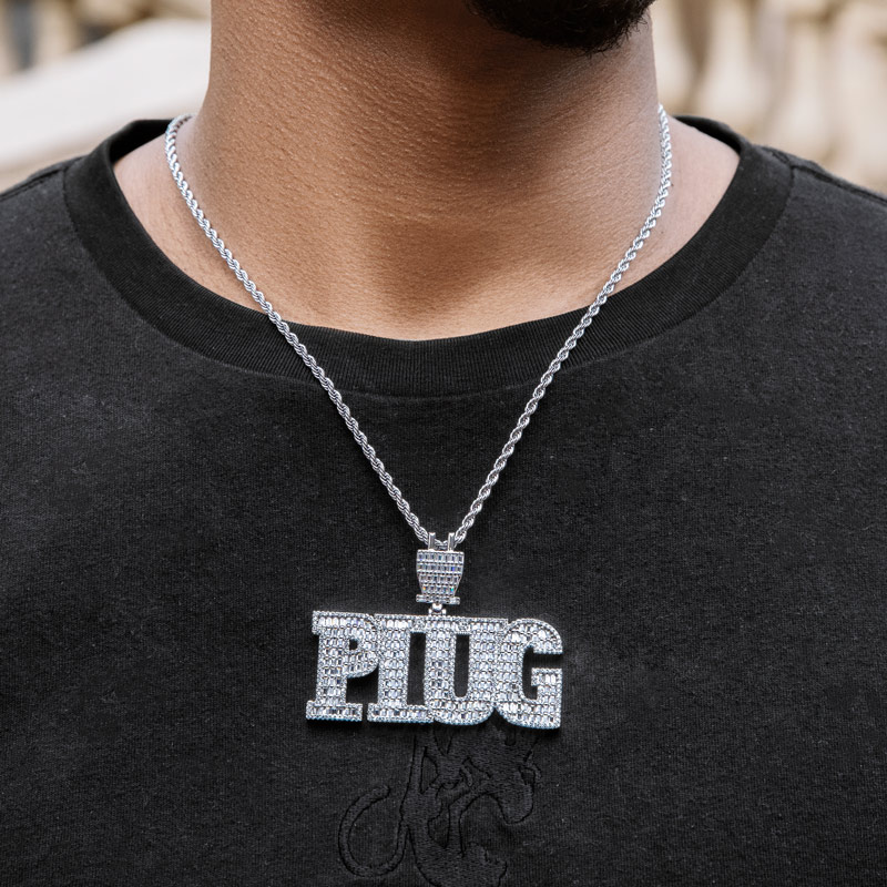 Iced Out Baguette Plug Pendant Gold With Street Luxury Shine - Image 3