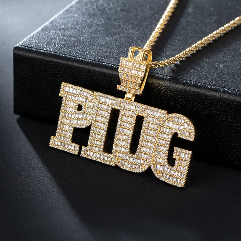 Iced Out Baguette Plug Pendant Gold With Street Luxury Shine - Image 4