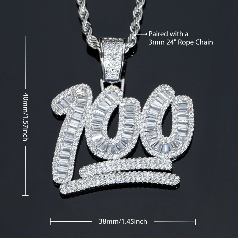 Iced Out Baguette 100 Pendant Gold With Street Luxury Shine - Image 3