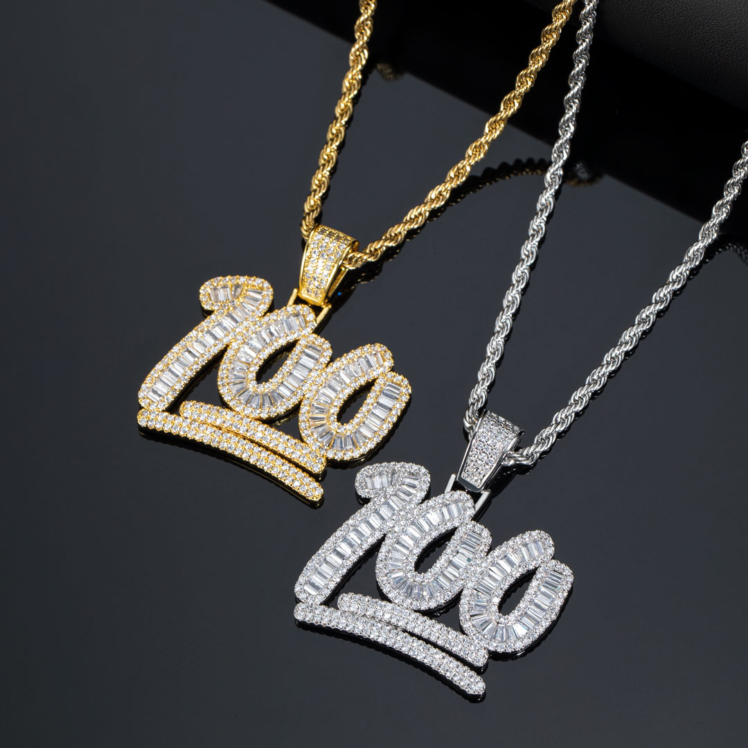 Iced Out Baguette 100 Pendant Gold With Street Luxury Shine