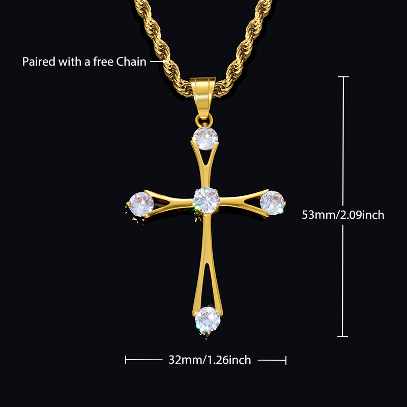 Iced Out Round Cut Cross Pendant In Gold With Street Luxury Shine - Image 4