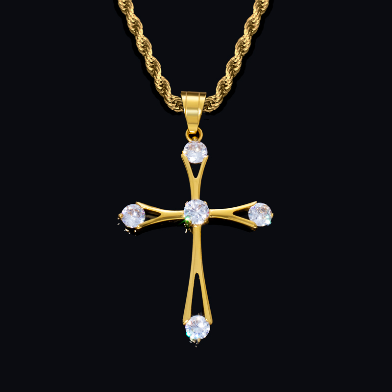 Iced Out Round Cut Cross Pendant In Gold With Street Luxury Shine - Image 5