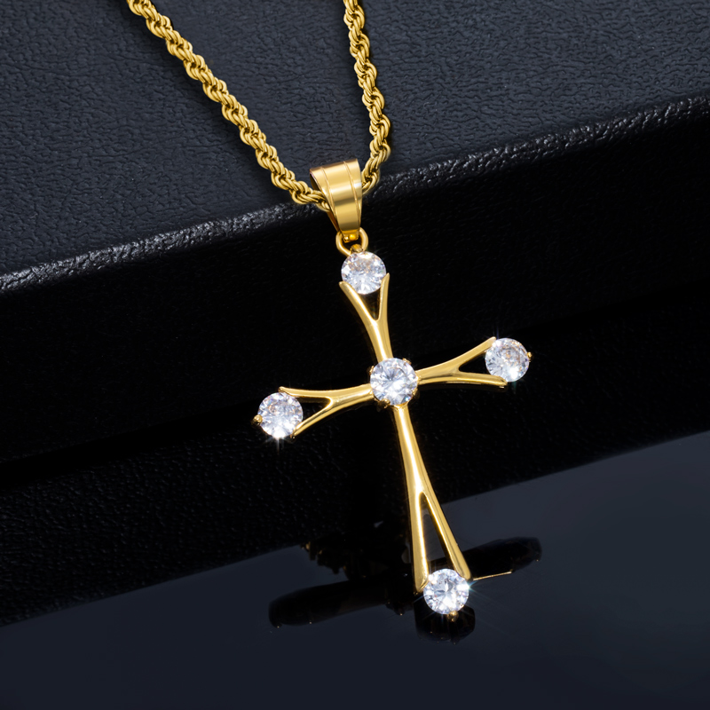 Iced Out Round Cut Cross Pendant In Gold With Street Luxury Shine