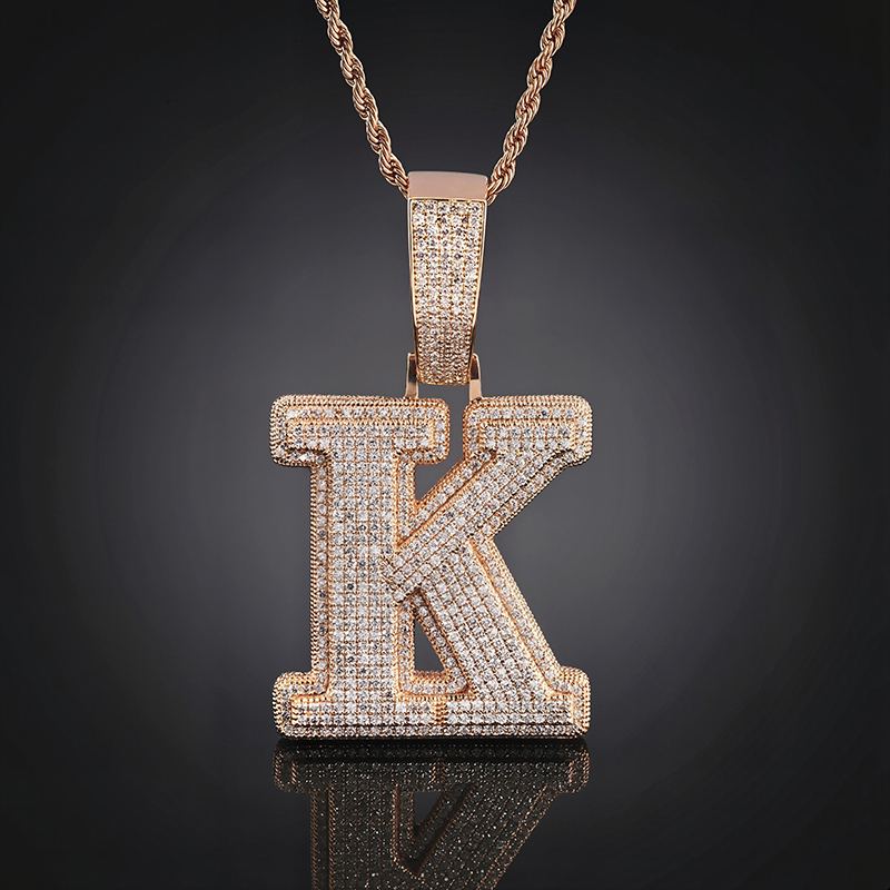 Iced Out 3d A-z Letters Baguette Pendant Gold With Street Luxury Shine - Image 4