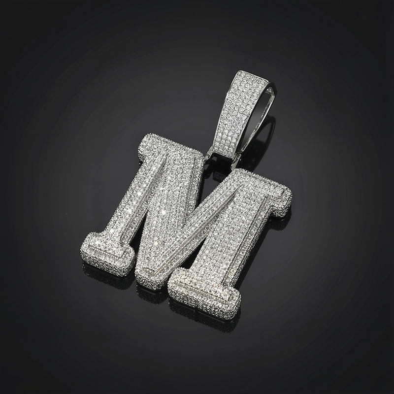 Iced Out 3d A-z Letters Baguette Pendant Gold With Street Luxury Shine - Image 6