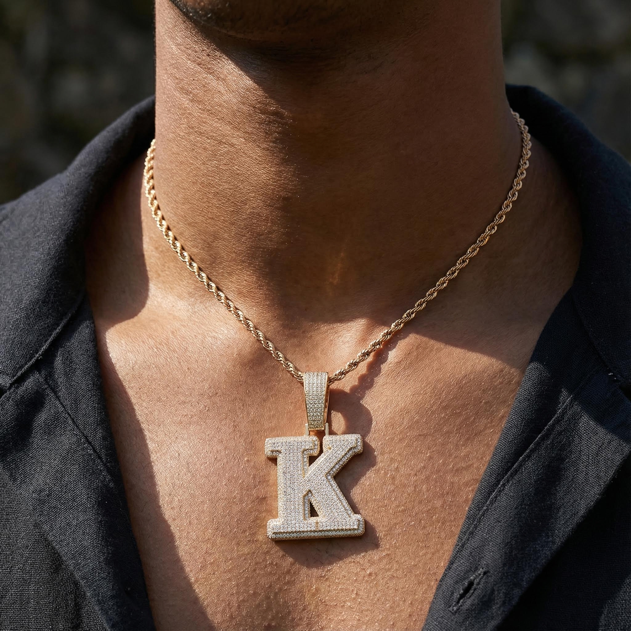 Iced Out 3d A-z Letters Baguette Pendant Gold With Street Luxury Shine - Image 8