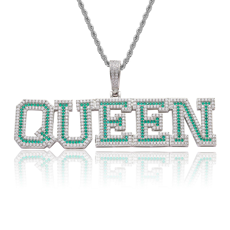 Custom Pink/blue/red/green Stones Name Pendant With Street Luxury Shine - Image 7