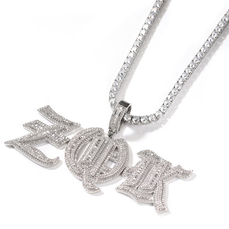 Custom Iced Out Baguette Old English Pendant Gold With Street Luxury Shine - Image 3