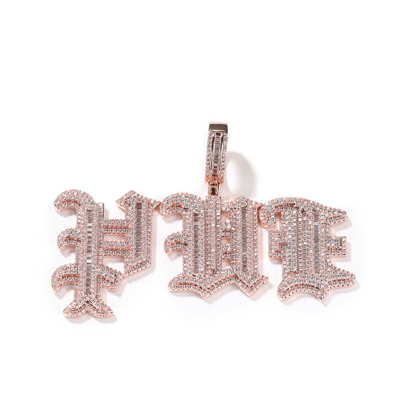 Custom Iced Out Baguette Old English Pendant Gold With Street Luxury Shine - Image 7