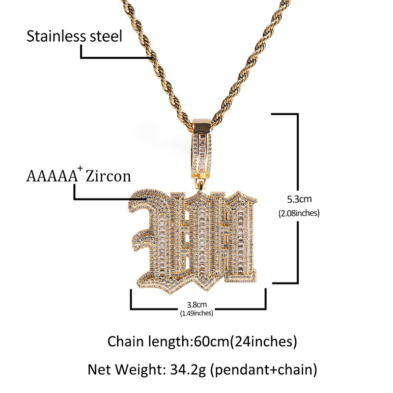 Custom Iced Out Baguette Old English Pendant Gold With Street Luxury Shine - Image 8