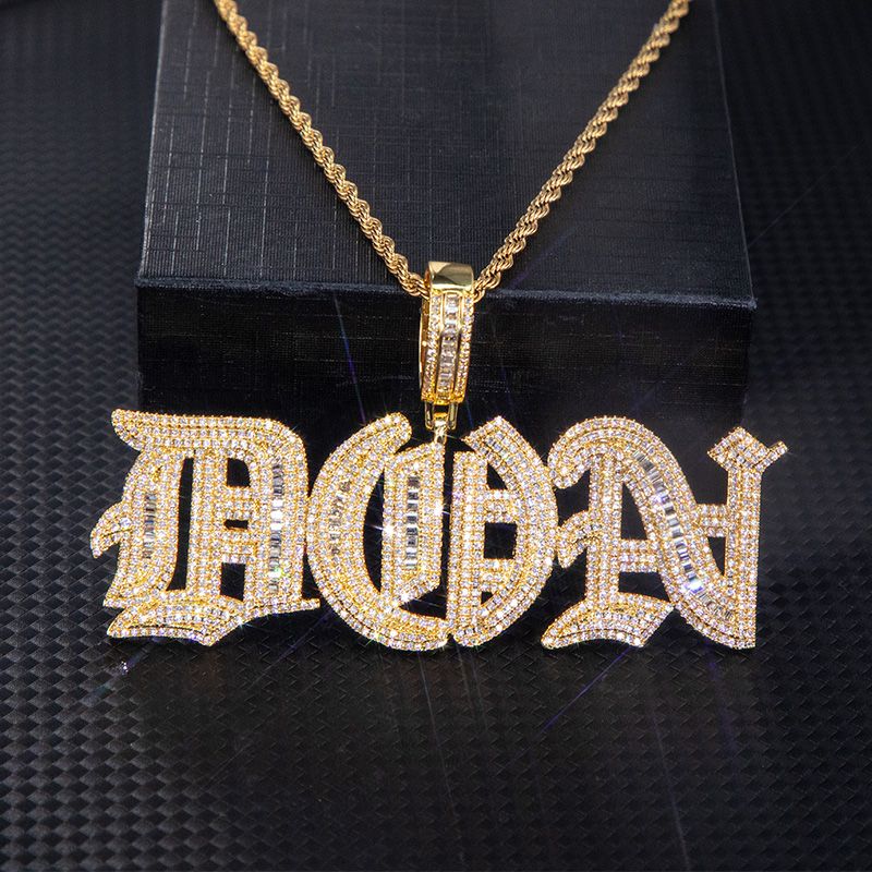 Custom Iced Out Baguette Old English Pendant Gold With Street Luxury Shine