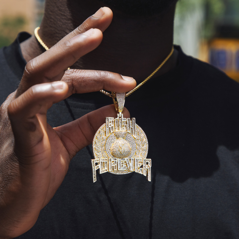 Iced Out Rich Forever Pendant Gold With Street Luxury Shine - Image 5
