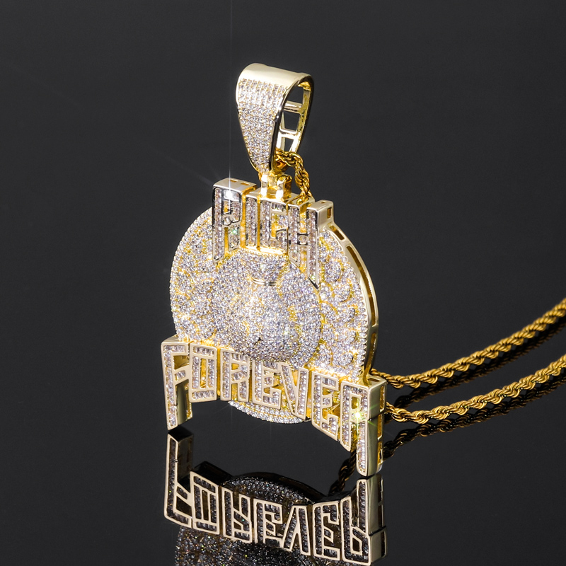 Iced Out Rich Forever Pendant Gold With Street Luxury Shine