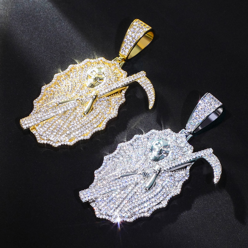 Iced Out Santa Muerte Angel Of Death Charm Pendant With Street Luxury Shine - Image 3