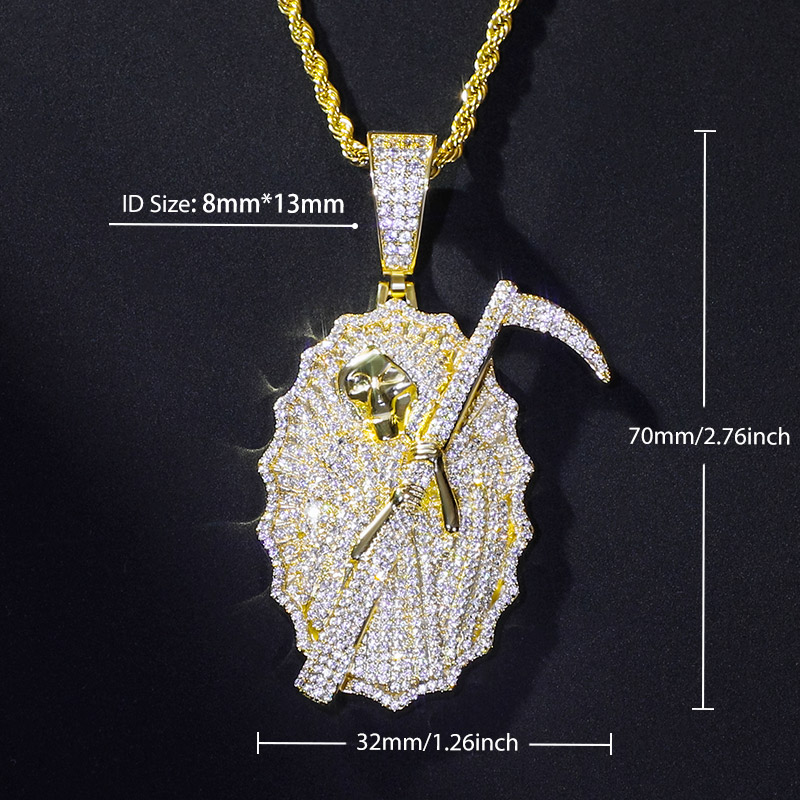 Iced Out Santa Muerte Angel Of Death Charm Pendant With Street Luxury Shine - Image 5