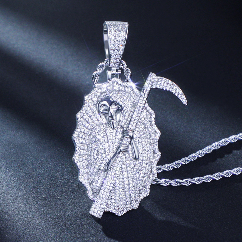 Iced Out Santa Muerte Angel Of Death Charm Pendant With Street Luxury Shine