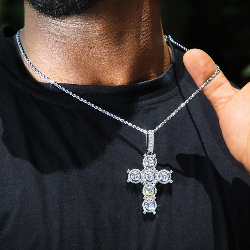 Iced Out Round Cut Cross Pendant Gold With Street Luxury Shine - Image 3