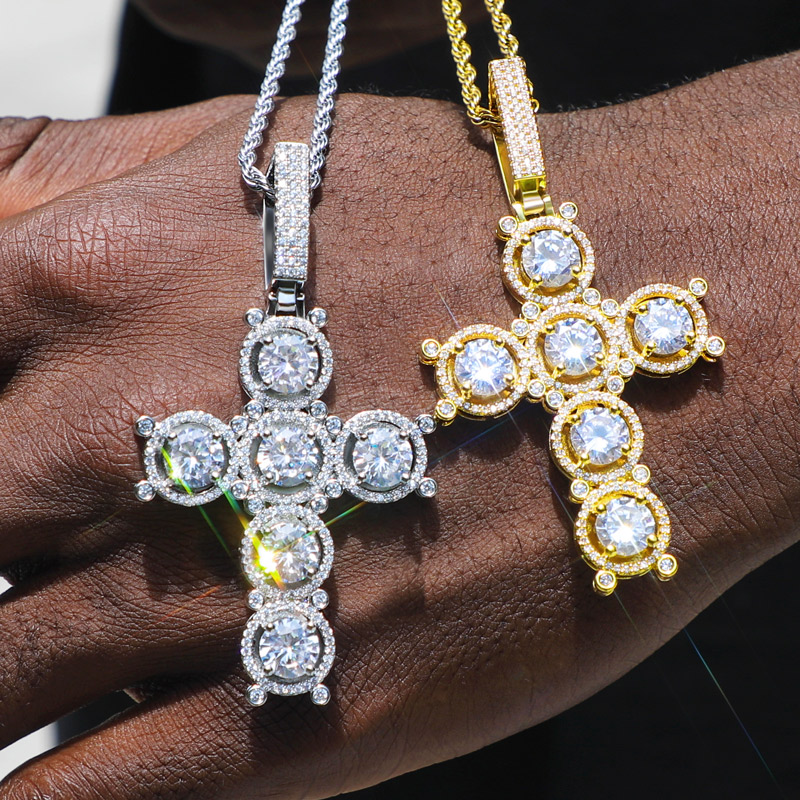 Iced Out Round Cut Cross Pendant Gold With Street Luxury Shine - Image 4