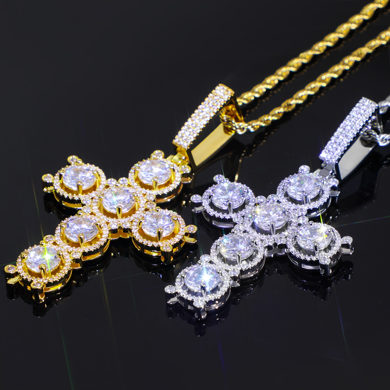 Iced Out Round Cut Cross Pendant Gold With Street Luxury Shine - Image 5