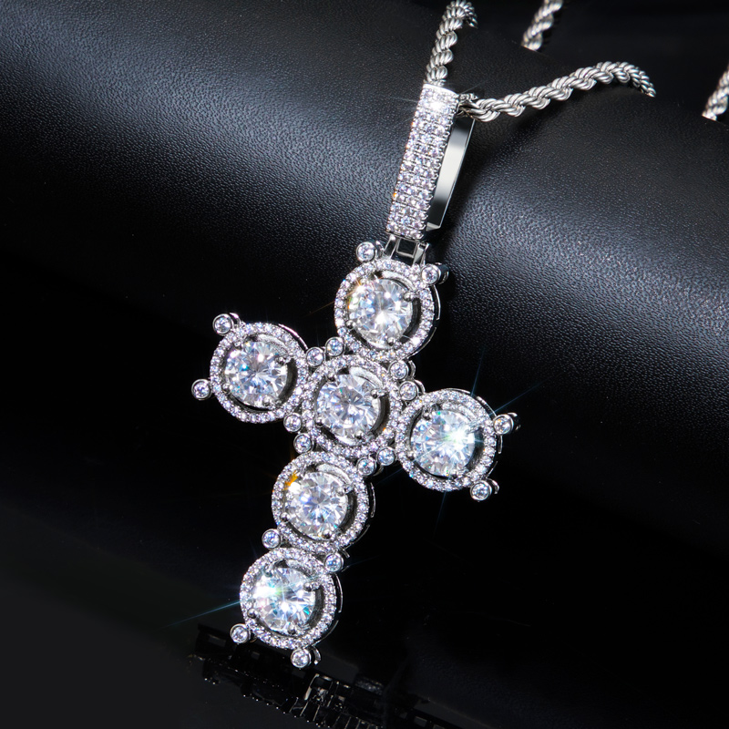 Iced Out Round Cut Cross Pendant Gold With Street Luxury Shine - Image 6
