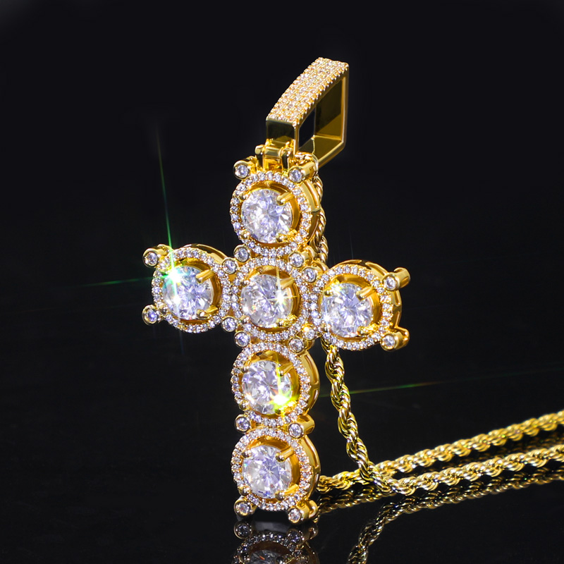 Iced Out Round Cut Cross Pendant Gold With Street Luxury Shine