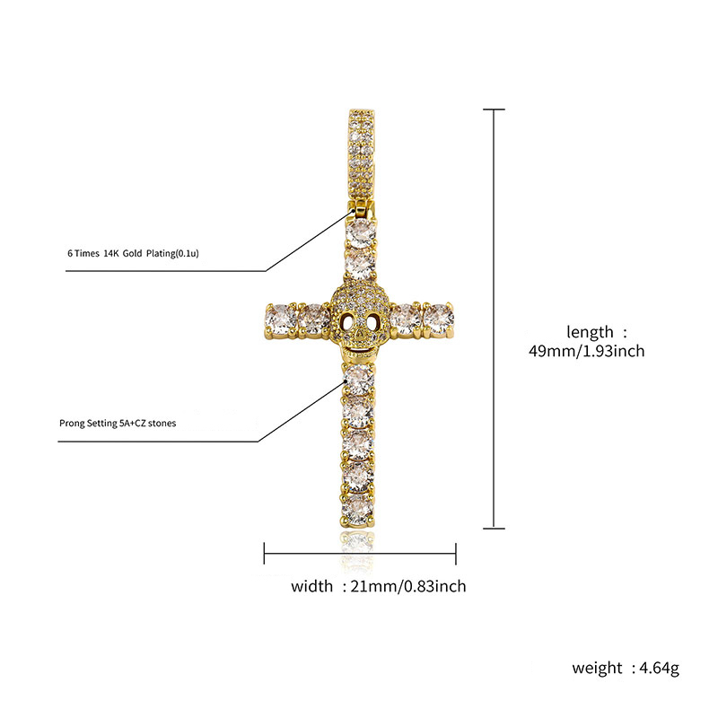 Iced Out Skull Head Cross Pendant Gold With Street Luxury Shine - Image 3