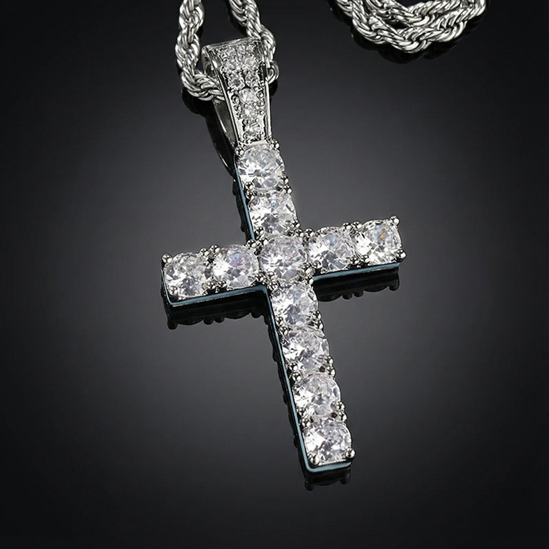 Glow In The Dark Iced Out Round Cut Cross Pendant With Street Luxury Shine - Image 3