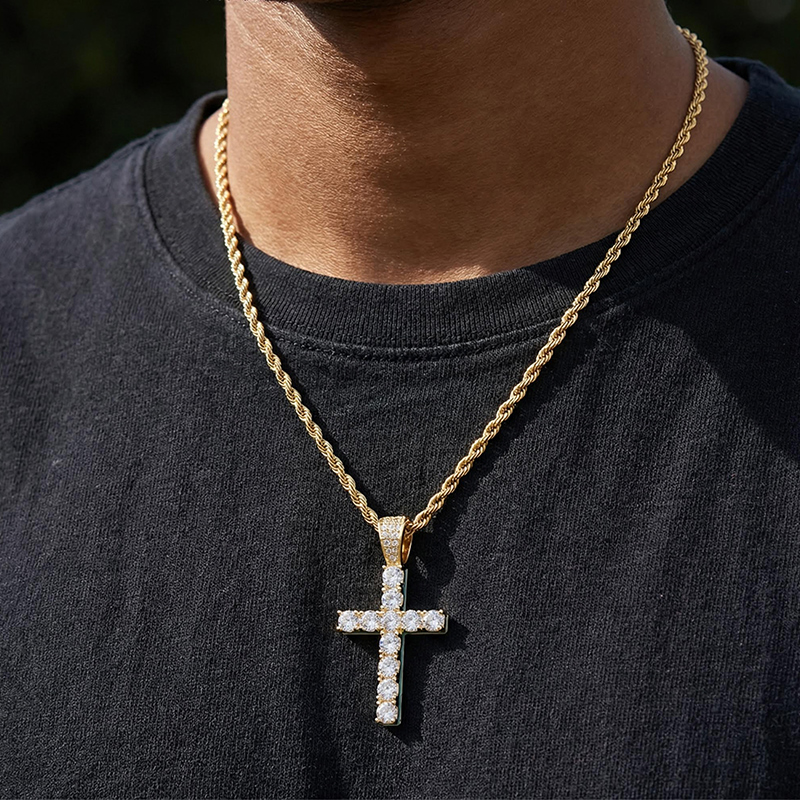 Glow In The Dark Iced Out Round Cut Cross Pendant With Street Luxury Shine - Image 4
