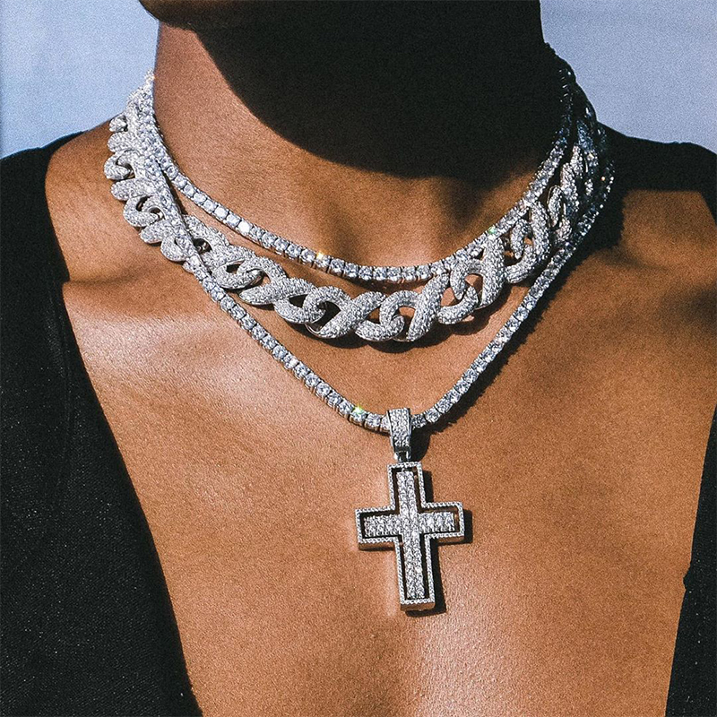 Iced Out Rotatable Cross Pendant In White Gold With Street Luxury Shine - Image 6