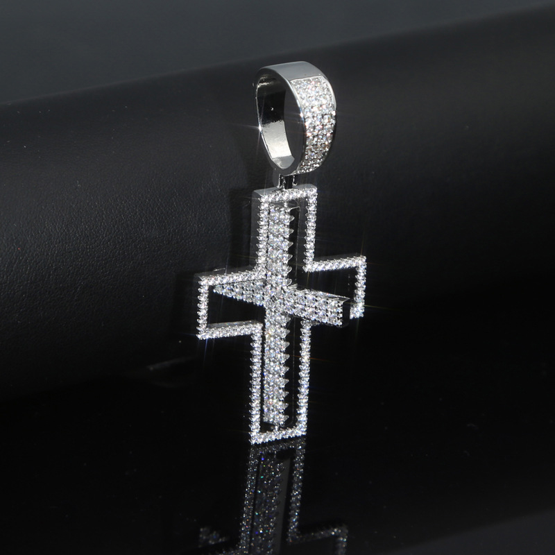 Iced Out Rotatable Cross Pendant In White Gold With Street Luxury Shine