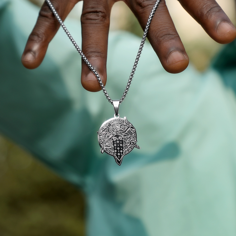 Masked Medusa Stainless Steel Pendant Silver With Street Luxury Shine - Image 3