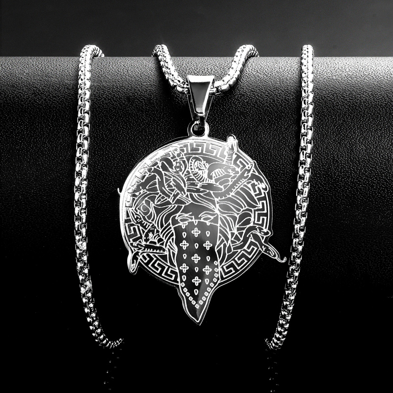 Masked Medusa Stainless Steel Pendant Silver With Street Luxury Shine