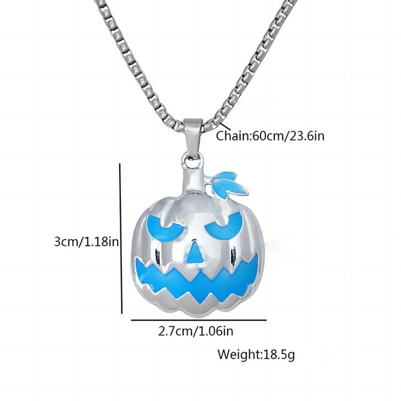 Halloween Glowing Pumpkin Pendant Necklace Silver With Street Luxury Shine - Image 6