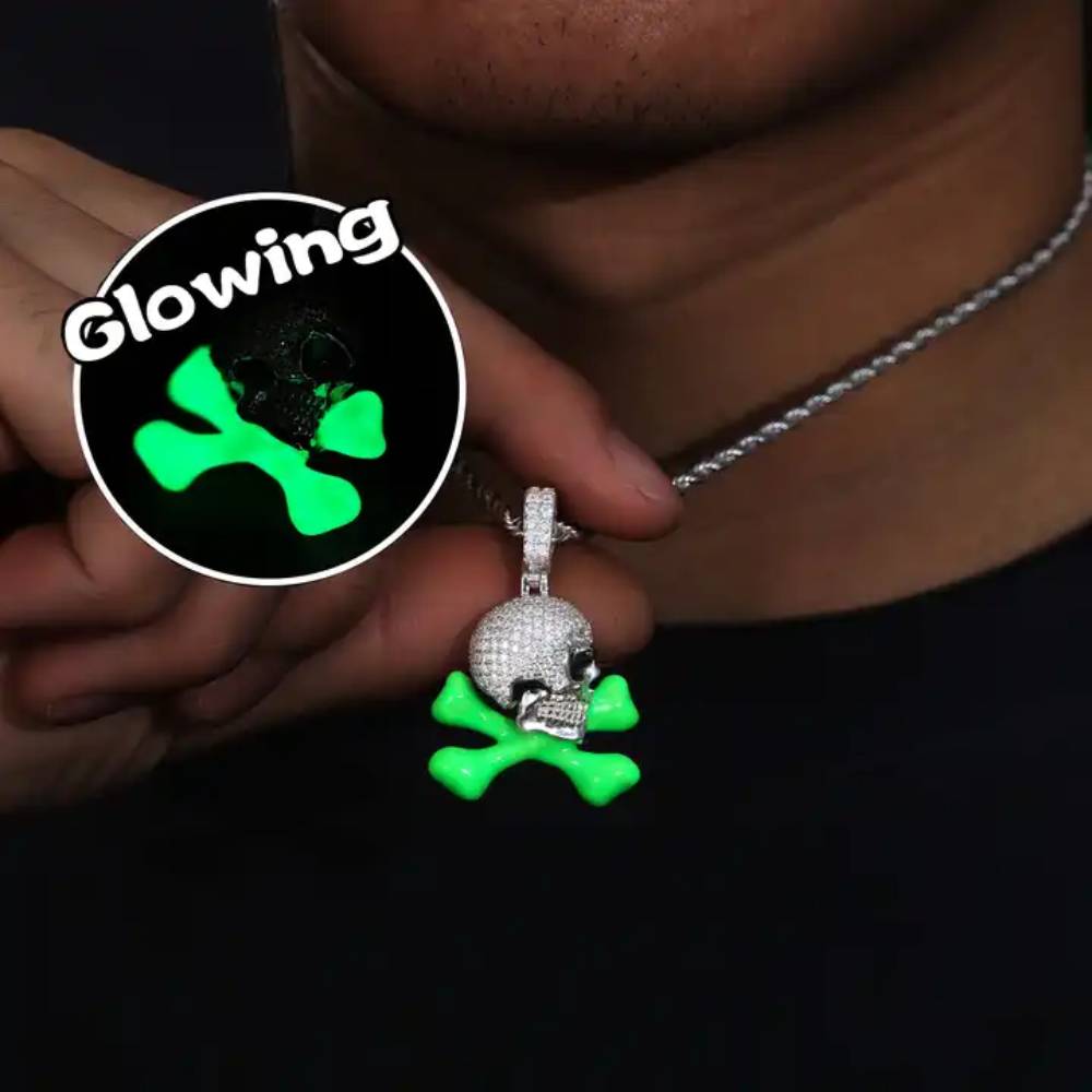 Iced Out Skull And Crossbones Luminous Pendant With Street Luxury Shine - Image 4