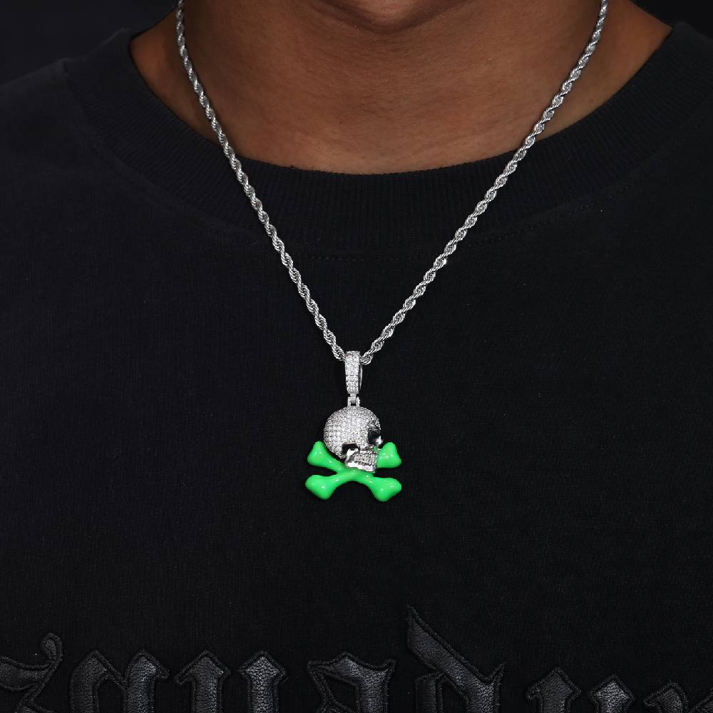 Iced Out Skull And Crossbones Luminous Pendant With Street Luxury Shine - Image 5