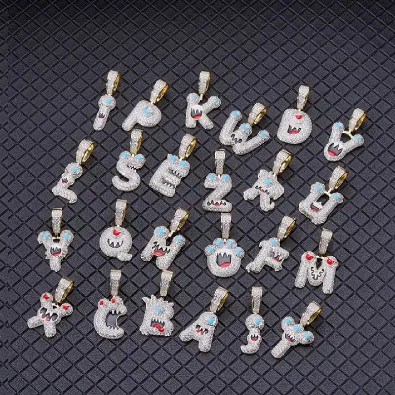 Iced Out Cartoon Bubble 26 Initial Letters Pendant With Street Luxury Shine - Image 5