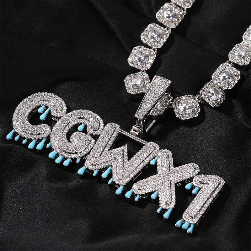 Custom Glowing Drip Name/numbers Pendant Gold With Street Luxury Shine