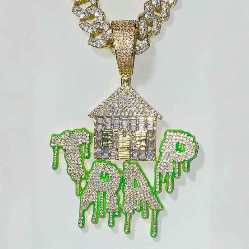Iced Out Glow In The Dark Drip Trap House Pendant With Street Luxury Shine - Image 3