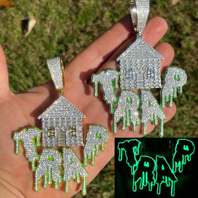 Iced Out Glow In The Dark Drip Trap House Pendant With Street Luxury Shine - Image 4