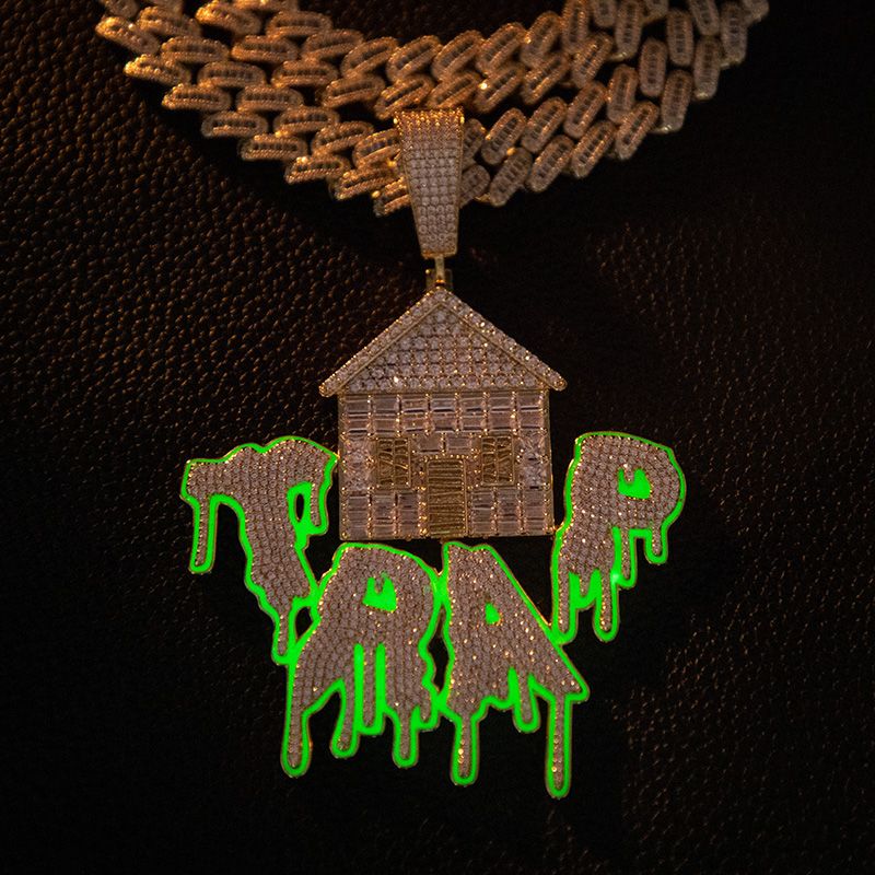 Iced Out Glow In The Dark Drip Trap House Pendant With Street Luxury Shine - Image 6