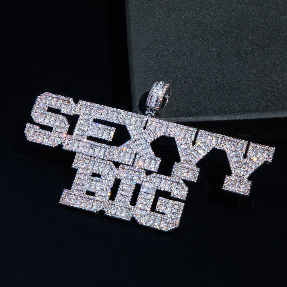 Custom Baguette Cut Letters Name Pendant Gold With Street Luxury Shine - Image 3