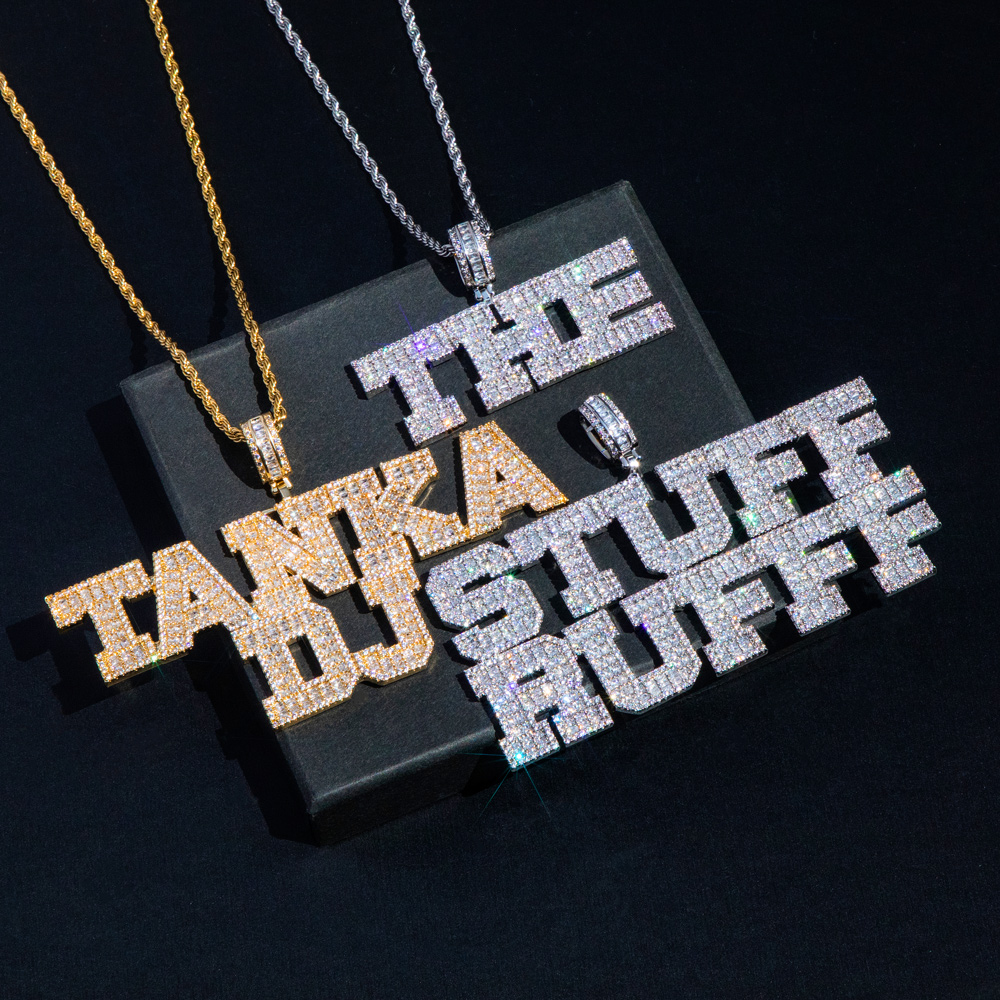 Custom Baguette Cut Letters Name Pendant Gold With Street Luxury Shine - Image 6