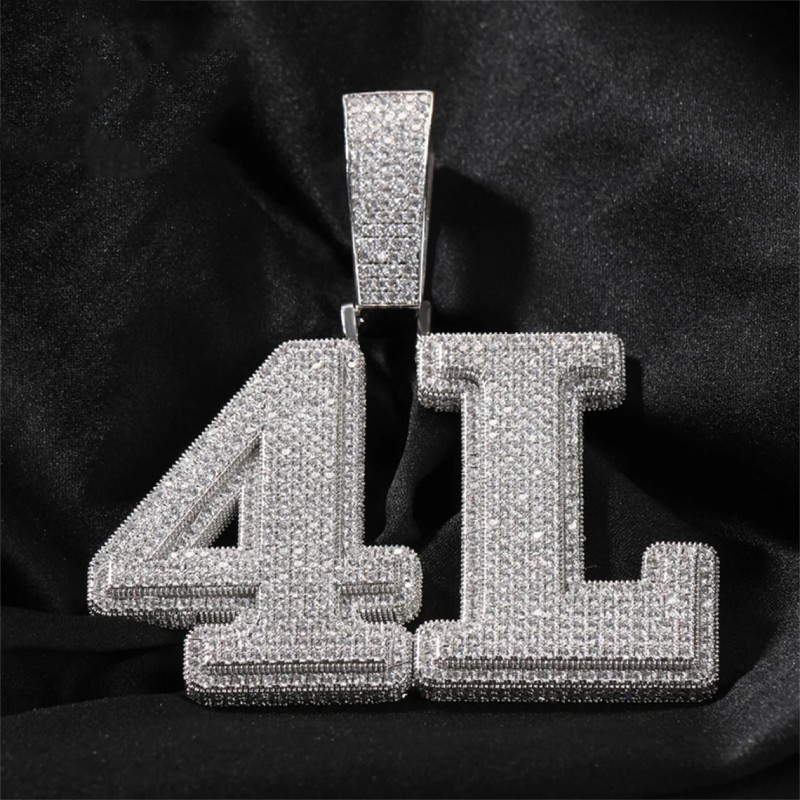 Custom Double Layer Bold Letters Name/number Pendant Gold - Image 3